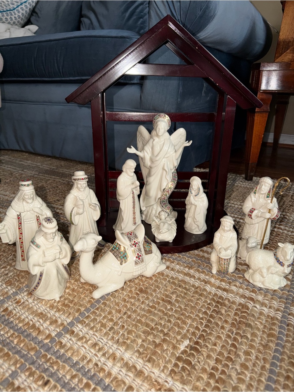 12 pc Lenox Classic Jewels Nativity Collection China Christmas Set EUC